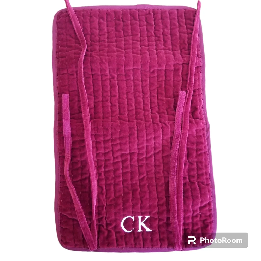Pottery Barn Quilted Velvet Jewelry Roll Wine Burgundy